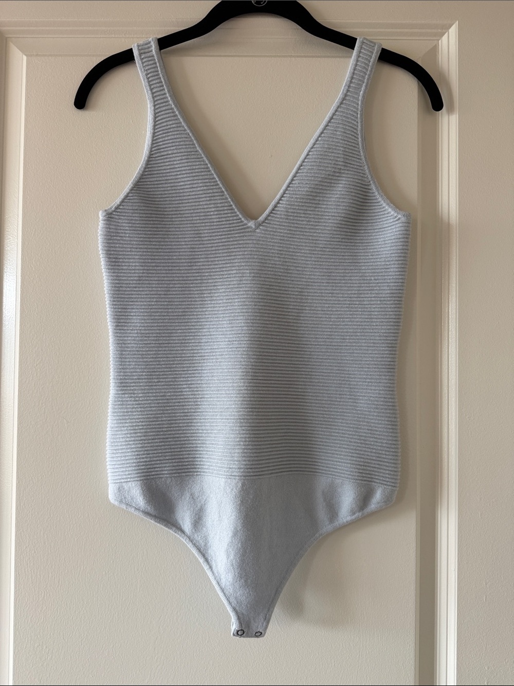 Abercrombie & Fitch Light Blue Ribbed V-Neck Bodysuit Size S